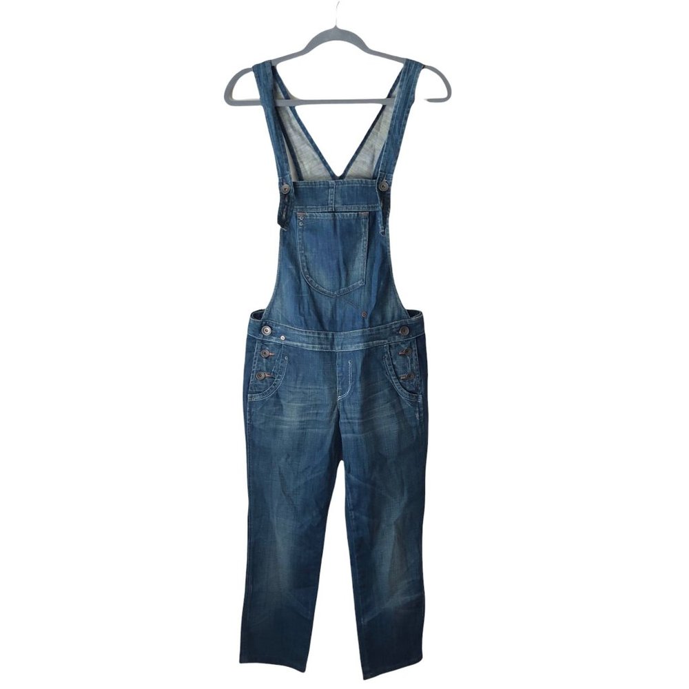 United Colors of Benetton Blue Jean Denim Bib Overalls Womens S Made in Italy